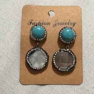 Turquoise and Silver Fashion Jewelry Earrings